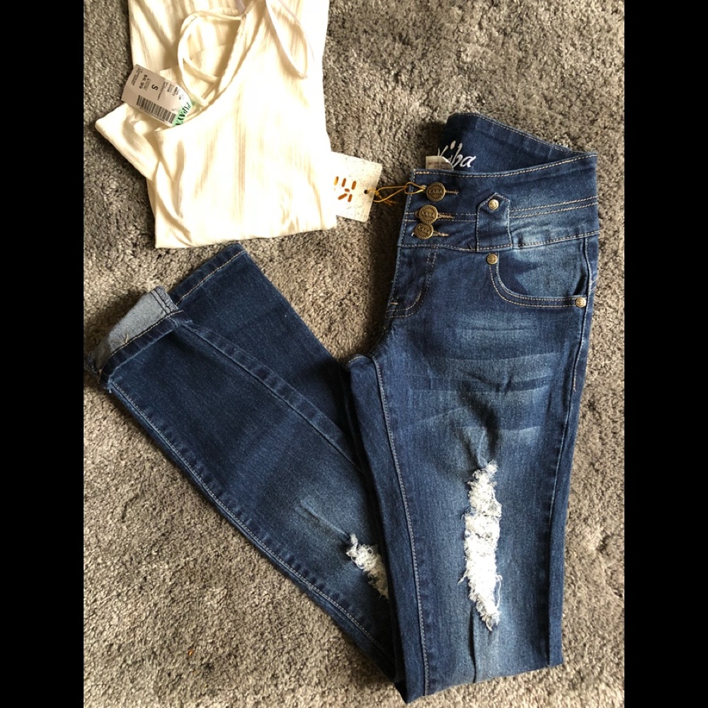 Distressed skinny jeans size 0